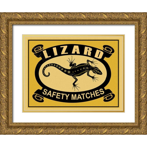 Lizard Safety Matches Gold Ornate Wood Framed Art Print with Double Matting by Rogan, Mark