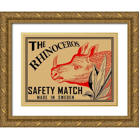 Rhino Matches Gold Ornate Wood Framed Art Print with Double Matting by Rogan, Mark