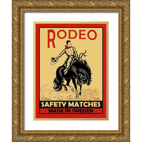 Rodeo Safety Matches Gold Ornate Wood Framed Art Print with Double Matting by Rogan, Mark