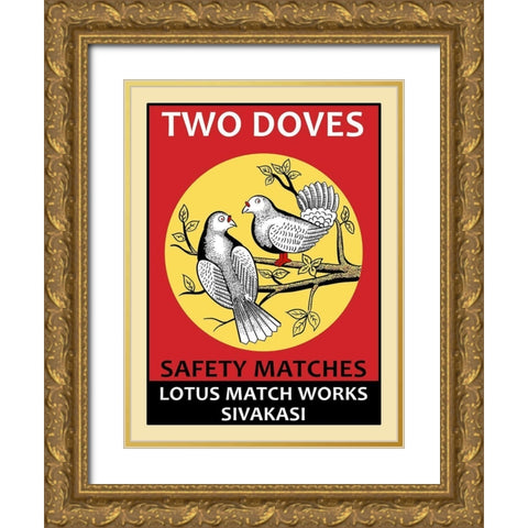Two Doves Gold Ornate Wood Framed Art Print with Double Matting by Rogan, Mark