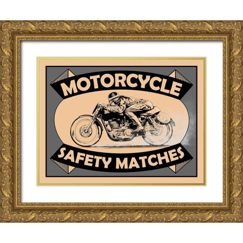 Motorcycle Safety Matches Gold Ornate Wood Framed Art Print with Double Matting by Rogan, Mark