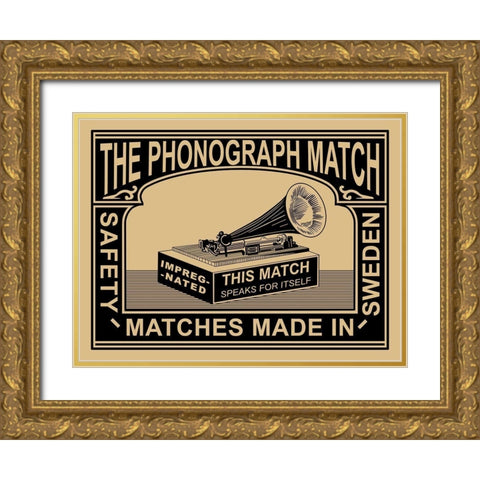 Phonograph Match Gold Ornate Wood Framed Art Print with Double Matting by Rogan, Mark