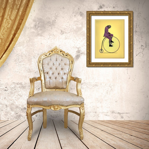 Sloth Penny Farthing Gold Ornate Wood Framed Art Print with Double Matting by Rogan, Mark