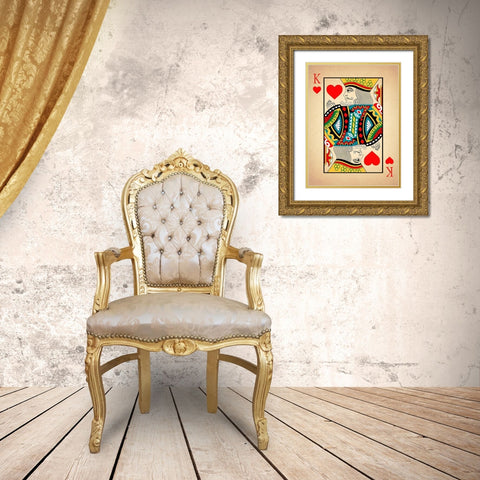 King of Hearts Gold Ornate Wood Framed Art Print with Double Matting by Rogan, Mark