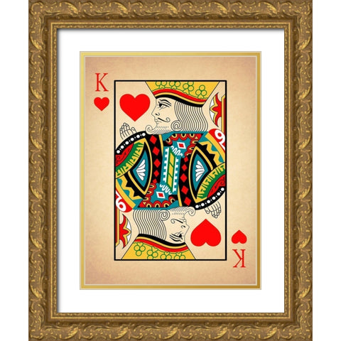 King of Hearts Gold Ornate Wood Framed Art Print with Double Matting by Rogan, Mark