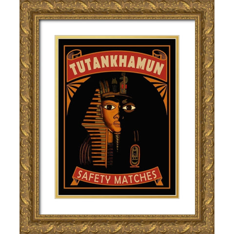 Tutankhamum Safety Matches Gold Ornate Wood Framed Art Print with Double Matting by Rogan, Mark