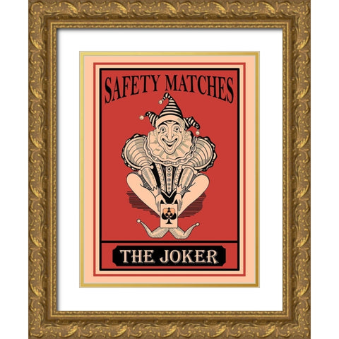 Joker Safety Matches Gold Ornate Wood Framed Art Print with Double Matting by Rogan, Mark