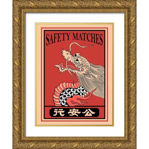 Japanese Dragon Matches Gold Ornate Wood Framed Art Print with Double Matting by Rogan, Mark