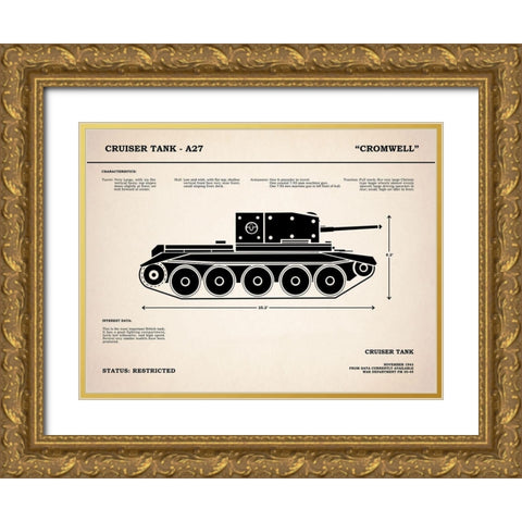 Cromwell A27 Tank Gold Ornate Wood Framed Art Print with Double Matting by Rogan, Mark