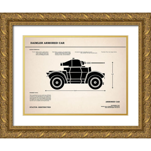 Daimler Armored Car Gold Ornate Wood Framed Art Print with Double Matting by Rogan, Mark
