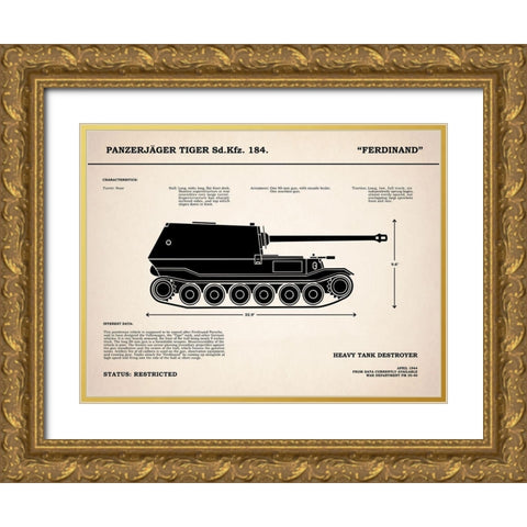 Ferdinand Tank Destroyer Gold Ornate Wood Framed Art Print with Double Matting by Rogan, Mark