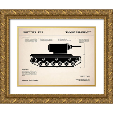 KV2 Heavy Tank Gold Ornate Wood Framed Art Print with Double Matting by Rogan, Mark