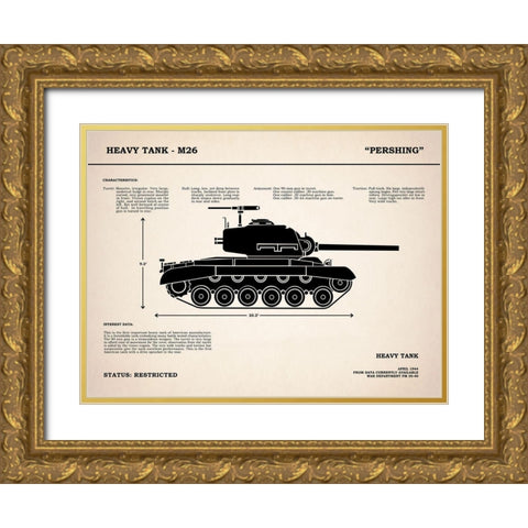 M26 Pershing Tank Gold Ornate Wood Framed Art Print with Double Matting by Rogan, Mark