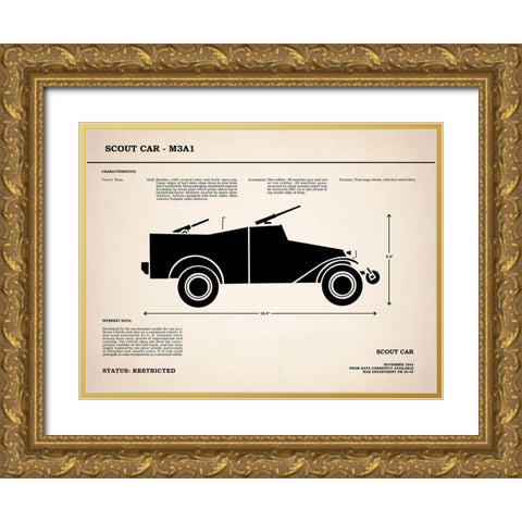 M3A1 ScoutCar Gold Ornate Wood Framed Art Print with Double Matting by Rogan, Mark