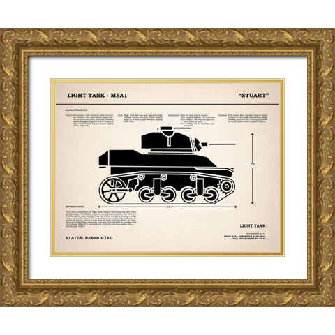 M5A1 Light Tank Gold Ornate Wood Framed Art Print with Double Matting by Rogan, Mark