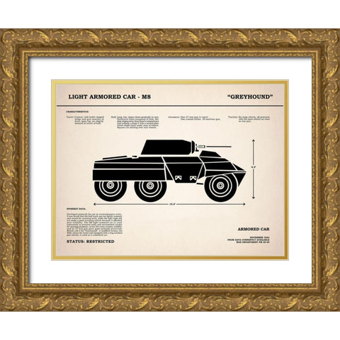 M8 Armored Car Greyhound Gold Ornate Wood Framed Art Print with Double Matting by Rogan, Mark