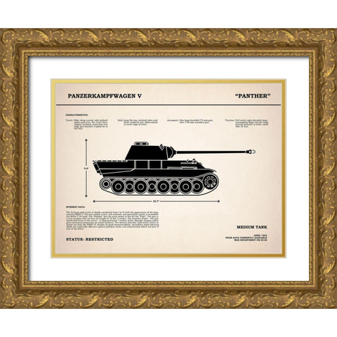Panzer V Panther Tank Gold Ornate Wood Framed Art Print with Double Matting by Rogan, Mark