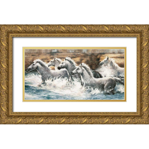 Running Wild Gold Ornate Wood Framed Art Print with Double Matting by Steele, Ralph