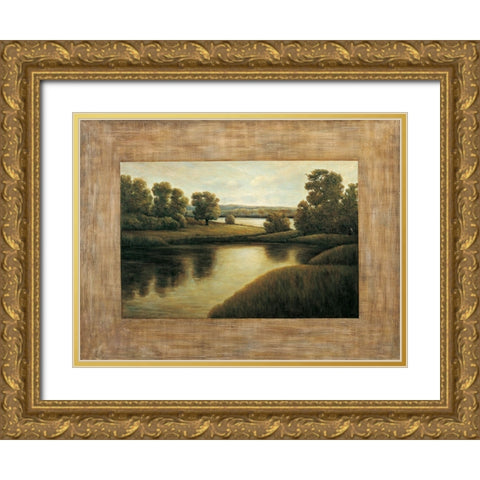 Lake View I Gold Ornate Wood Framed Art Print with Double Matting by Blanco, Samuel