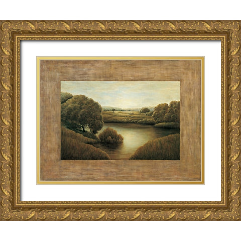 Lake View II Gold Ornate Wood Framed Art Print with Double Matting by Blanco, Samuel