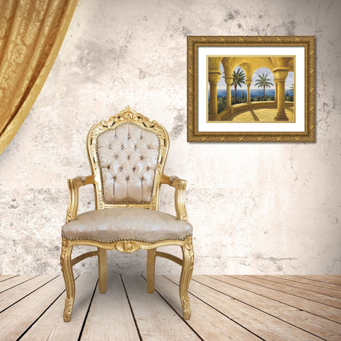 Ocean View I Gold Ornate Wood Framed Art Print with Double Matting by Blanco, Samuel