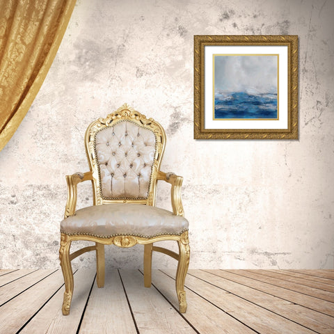 Terra in Blues Gold Ornate Wood Framed Art Print with Double Matting by Messina, Jake