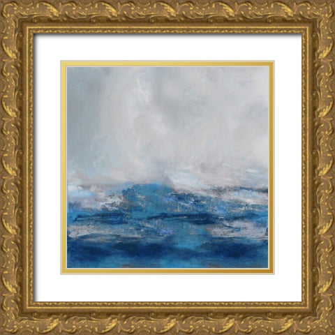 Terra in Blues Gold Ornate Wood Framed Art Print with Double Matting by Messina, Jake