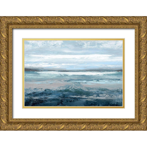Aqua In Motion Gold Ornate Wood Framed Art Print with Double Matting by Messina, Jake