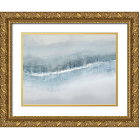 Flowing Aqua Gold Ornate Wood Framed Art Print with Double Matting by Messina, Jake