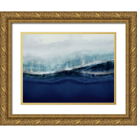 Ascending Indigo Gold Ornate Wood Framed Art Print with Double Matting by Messina, Jake