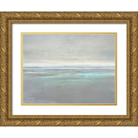 Aqua Reflection Gold Ornate Wood Framed Art Print with Double Matting by Messina, Jake