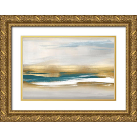 Gold Rush Teal I Gold Ornate Wood Framed Art Print with Double Matting by Messina, Jake
