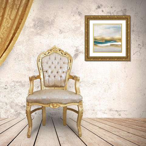 Gold Rush Teal II Gold Ornate Wood Framed Art Print with Double Matting by Messina, Jake