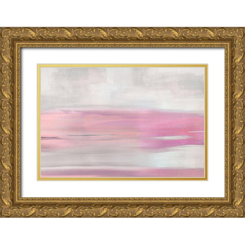 Pink Blush Stroke Gold Ornate Wood Framed Art Print with Double Matting by Messina, Jake