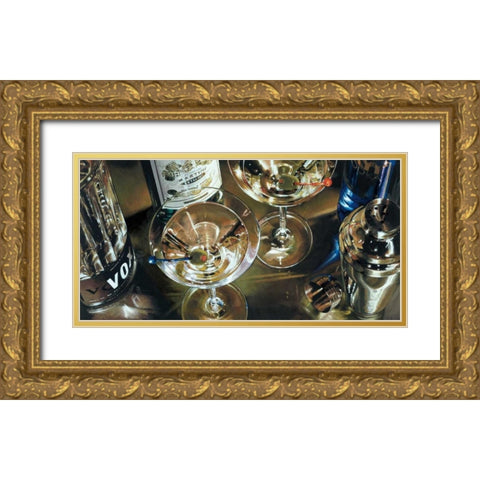 Martini Bar Gold Ornate Wood Framed Art Print with Double Matting by Ferreri, Stefano