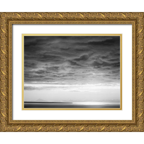 Black and white cloud formatio Gold Ornate Wood Framed Art Print with Double Matting by Plank, Savanah