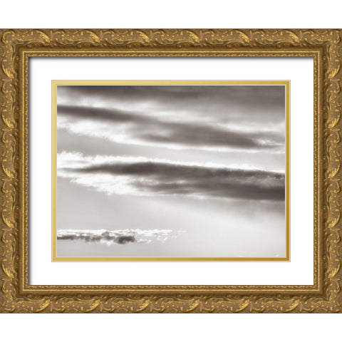 Black and white cloud formatio Gold Ornate Wood Framed Art Print with Double Matting by Plank, Savanah