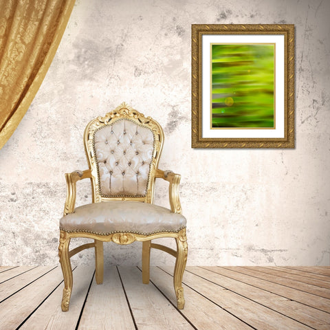 Abstract green flora Gold Ornate Wood Framed Art Print with Double Matting by Plank, Savanah