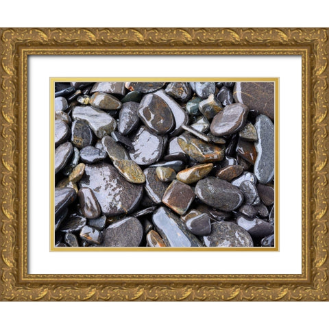 Beach rock detail Gold Ornate Wood Framed Art Print with Double Matting by Plank, Savanah