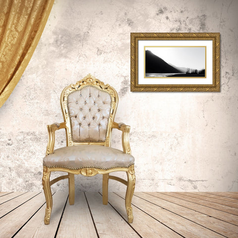 BandW glacial river Gold Ornate Wood Framed Art Print with Double Matting by Plank, Savanah