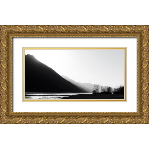 BandW glacial river Gold Ornate Wood Framed Art Print with Double Matting by Plank, Savanah