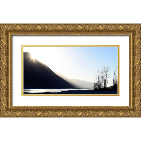 Knik River Gold Ornate Wood Framed Art Print with Double Matting by Plank, Savanah