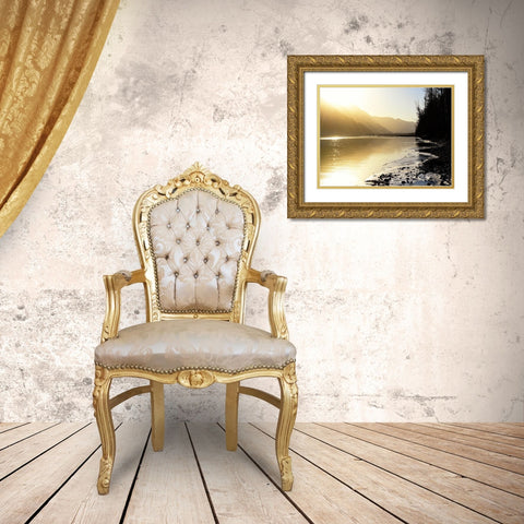 Knik River Gold Ornate Wood Framed Art Print with Double Matting by Plank, Savanah