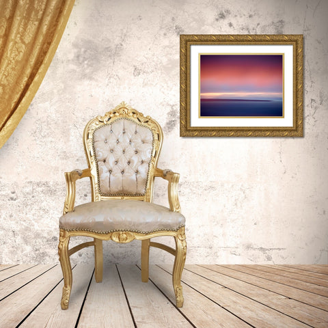 Abstract Sunset Gold Ornate Wood Framed Art Print with Double Matting by Plank, Savanah