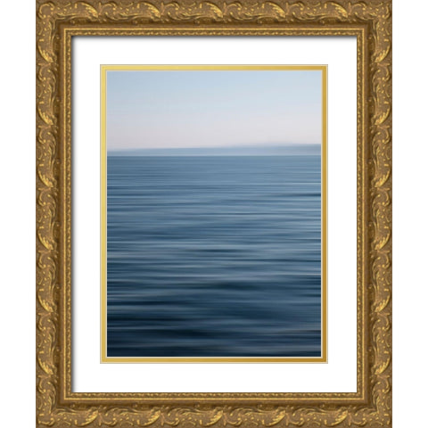 Abstract blue horizon Gold Ornate Wood Framed Art Print with Double Matting by Plank, Savanah