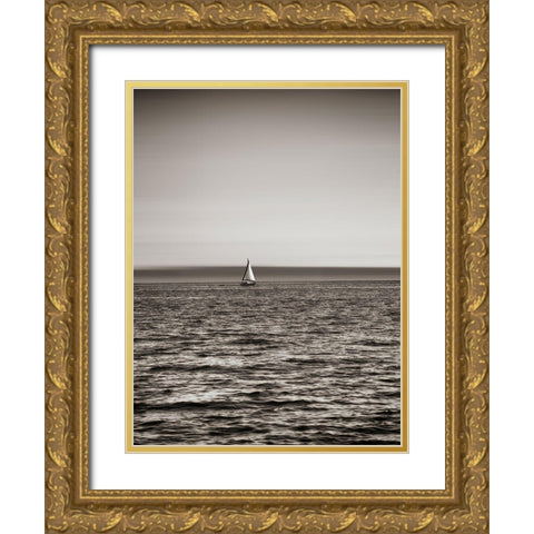 USA, Seattle, sailboat in Elli Gold Ornate Wood Framed Art Print with Double Matting by Plank, Savanah