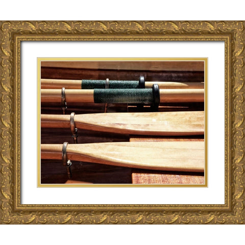 Wooden Oars Gold Ornate Wood Framed Art Print with Double Matting by Plank, Savanah