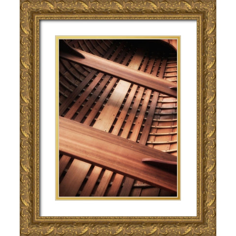 Wooden boat interior Gold Ornate Wood Framed Art Print with Double Matting by Plank, Savanah