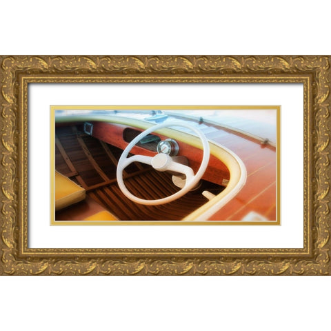 Vintage speed boat Gold Ornate Wood Framed Art Print with Double Matting by Plank, Savanah