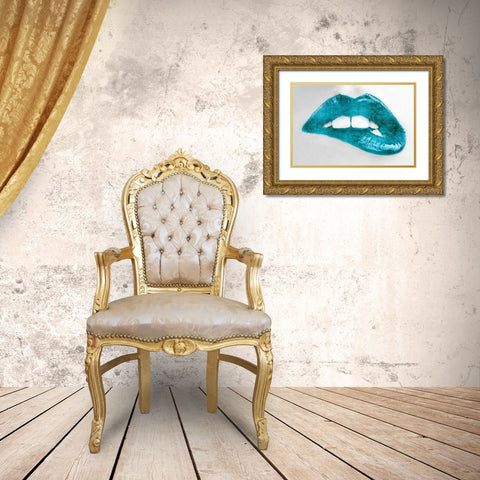 Luscious Teal Gold Ornate Wood Framed Art Print with Double Matting by McGuire, Sarah